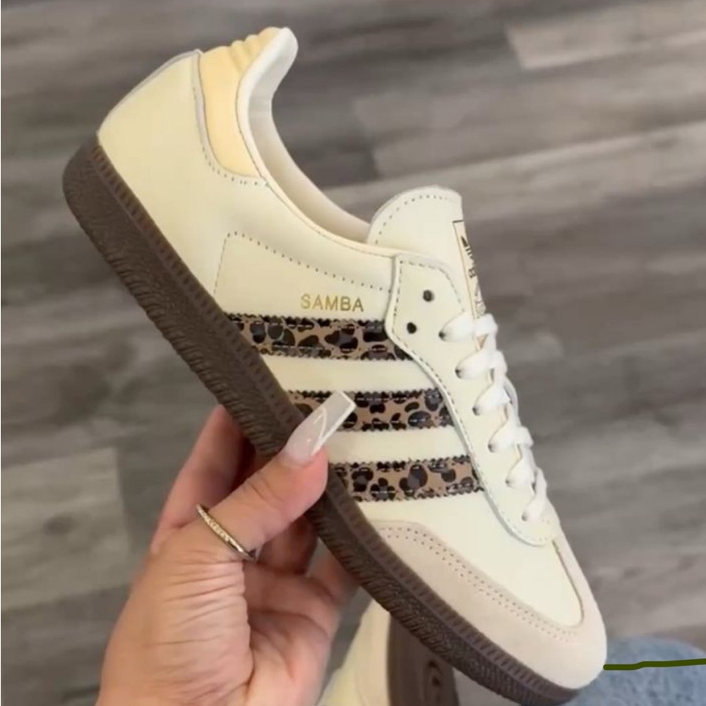 Adidas Samba Cream with Brown Leopard Accents